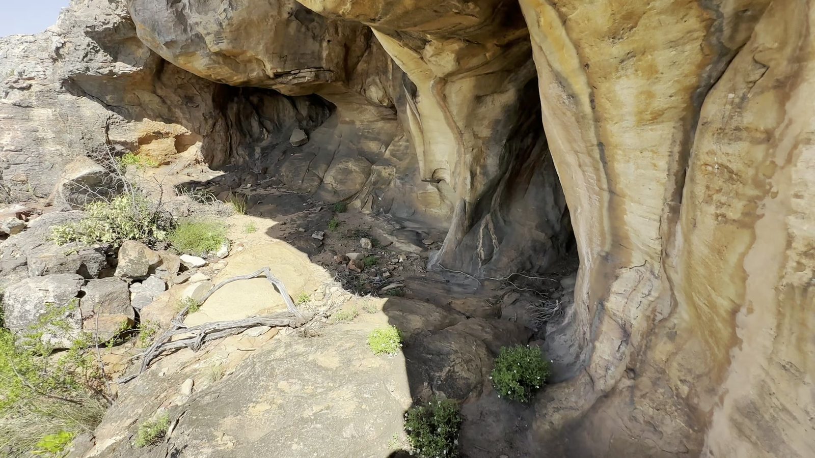 Inside the ancient rock shelters at Donkieskraal